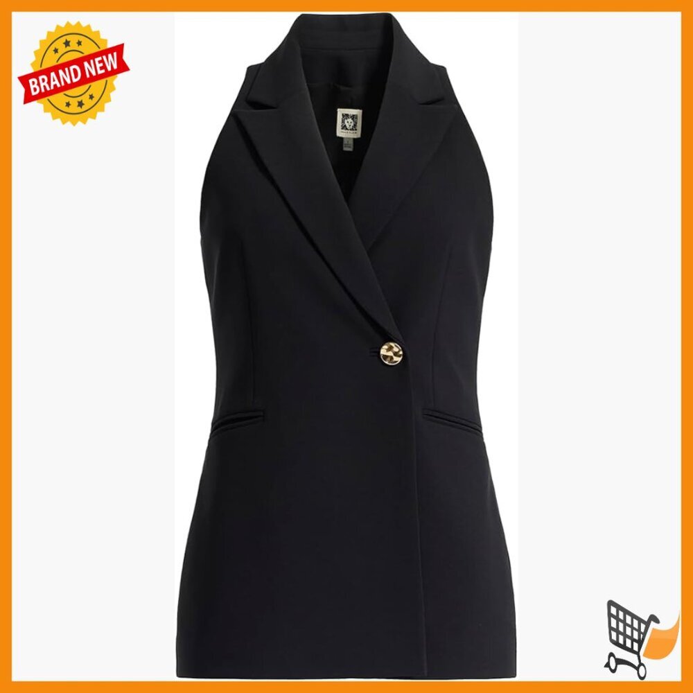 Size 12 Polyester Halter Vest Asymmetrical Button Closure Professional